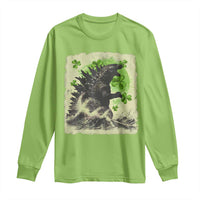 Funny St Patrick's Day Japanese Giant Monster Long Sleeve Shirt Vintage Shamrock Tsunami