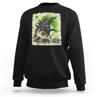 Funny St Patrick's Day Japanese Giant Monster Sweatshirt Vintage Shamrock Tsunami