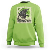 Funny St Patrick's Day Japanese Giant Monster Sweatshirt Vintage Shamrock Tsunami