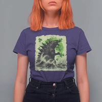 Funny St Patrick's Day Japanese Giant Monster T Shirt For Women Vintage Shamrock Tsunami