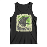 Funny St Patrick's Day Japanese Giant Monster Tank Top Vintage Shamrock Tsunami