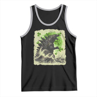 Funny St Patrick's Day Japanese Giant Monster Tank Top Vintage Shamrock Tsunami