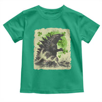 Funny St Patrick's Day Japanese Giant Monster Toddler T Shirt Vintage Shamrock Tsunami