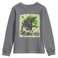 Funny St Patrick's Day Japanese Giant Monster Youth Sweatshirt Vintage Shamrock Tsunami