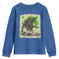 Funny St Patrick's Day Japanese Giant Monster Youth Sweatshirt Vintage Shamrock Tsunami