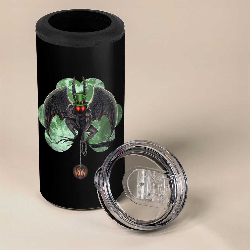 Funny St Patrick's Day Mothman Cryptid Creature Shamrock 4 in 1 Can Cooler Tumbler