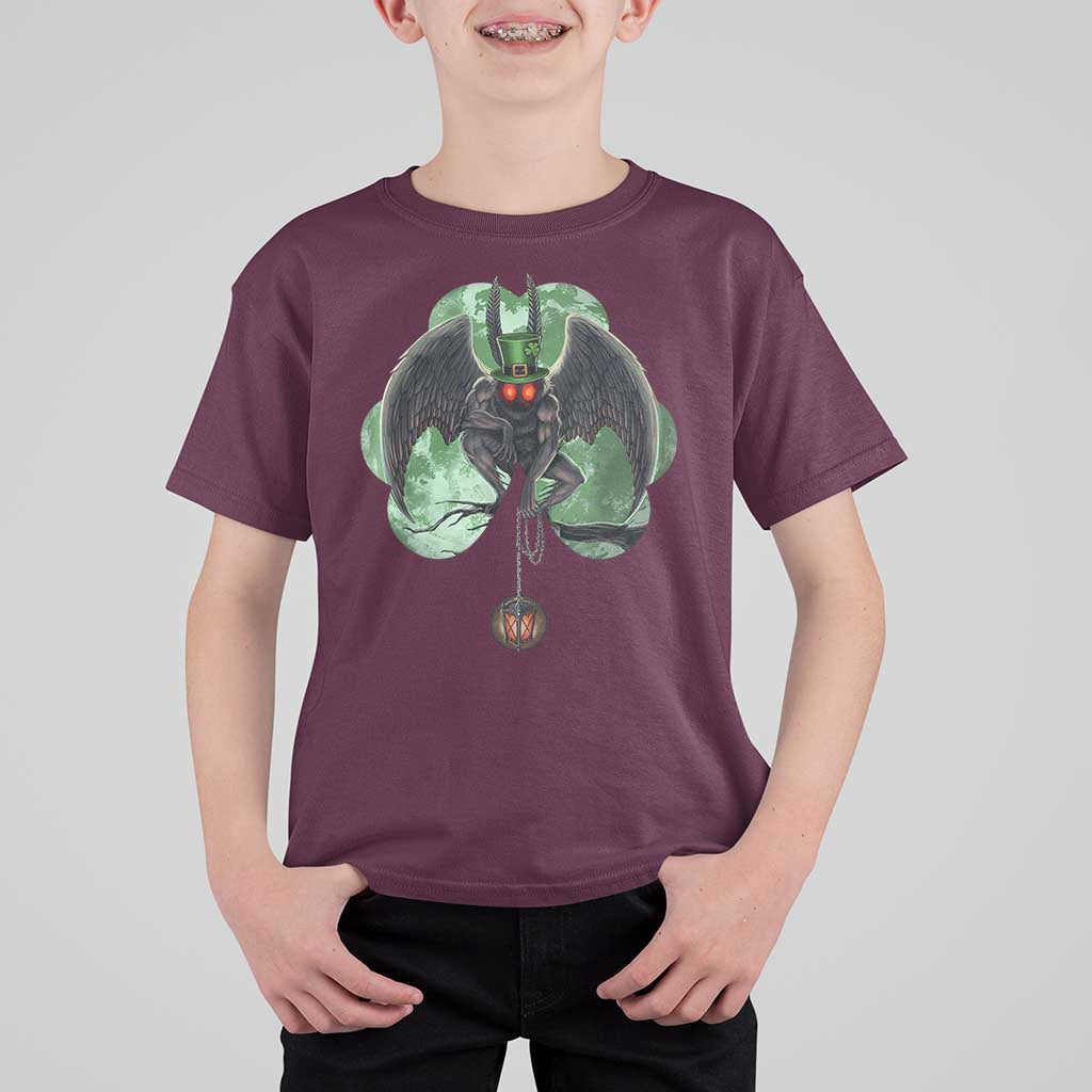 Funny St Patrick's Day Mothman Cryptid Creature Shamrock T Shirt For Kid