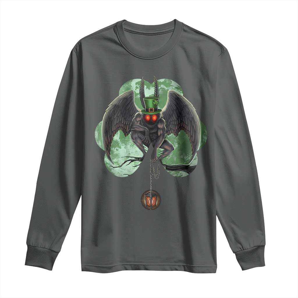 Funny St Patrick's Day Mothman Cryptid Creature Shamrock Long Sleeve Shirt