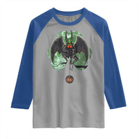 Funny St Patrick's Day Mothman Cryptid Creature Shamrock Raglan Shirt