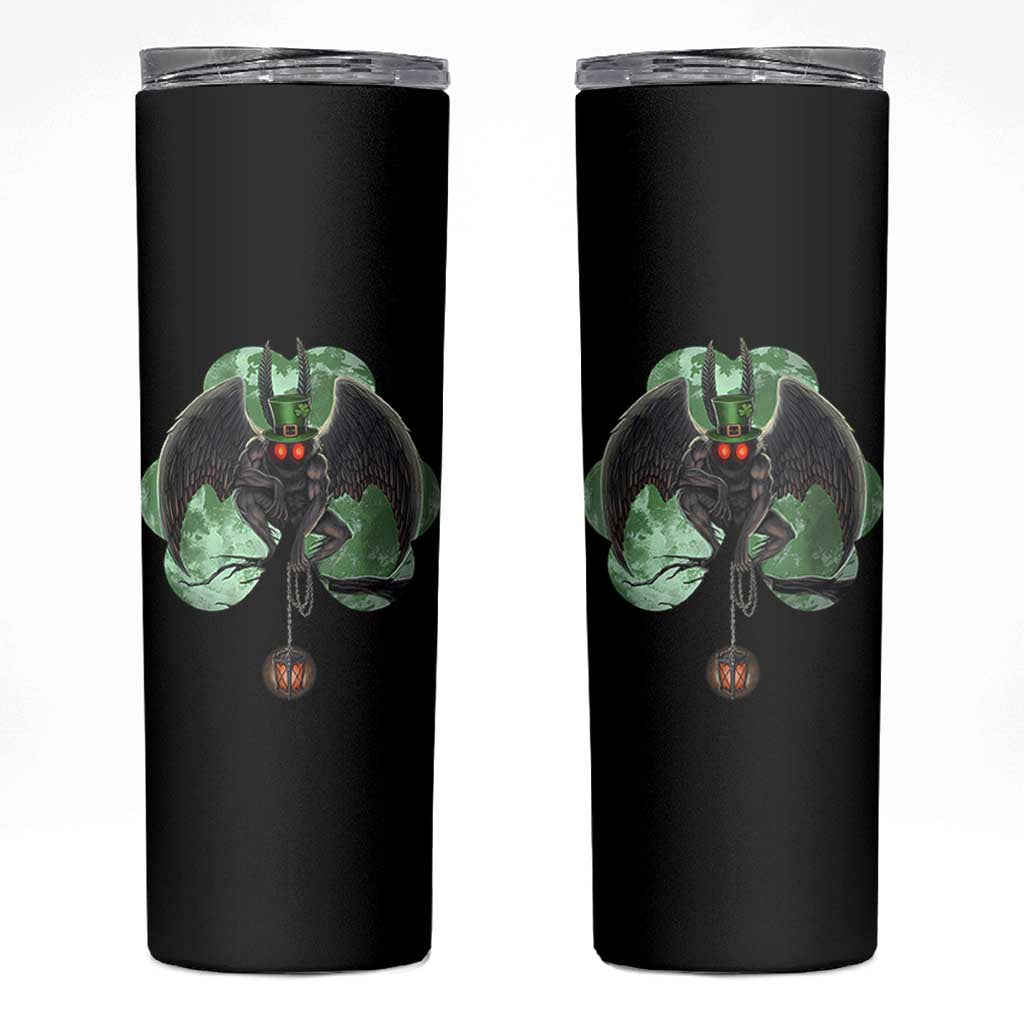 Funny St Patrick's Day Mothman Cryptid Creature Shamrock Skinny Tumbler