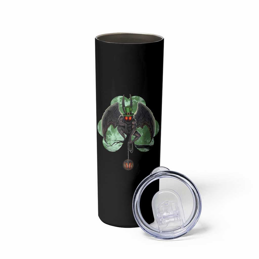 Funny St Patrick's Day Mothman Cryptid Creature Shamrock Skinny Tumbler