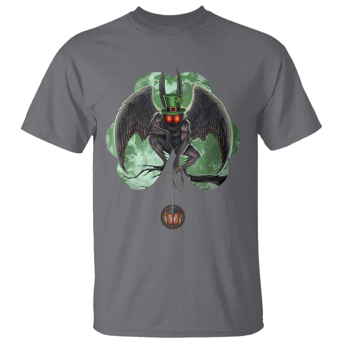 Funny St Patrick's Day Mothman Cryptid Creature Shamrock T Shirt