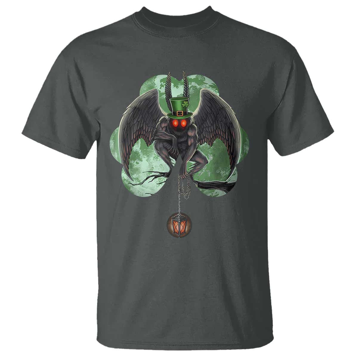 Funny St Patrick's Day Mothman Cryptid Creature Shamrock T Shirt