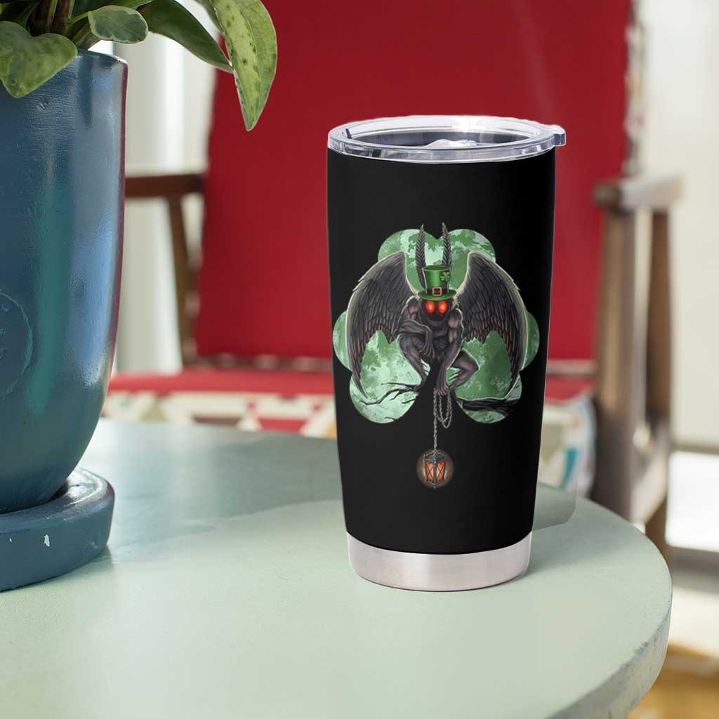 Funny St Patrick's Day Mothman Cryptid Creature Shamrock Tumbler Cup