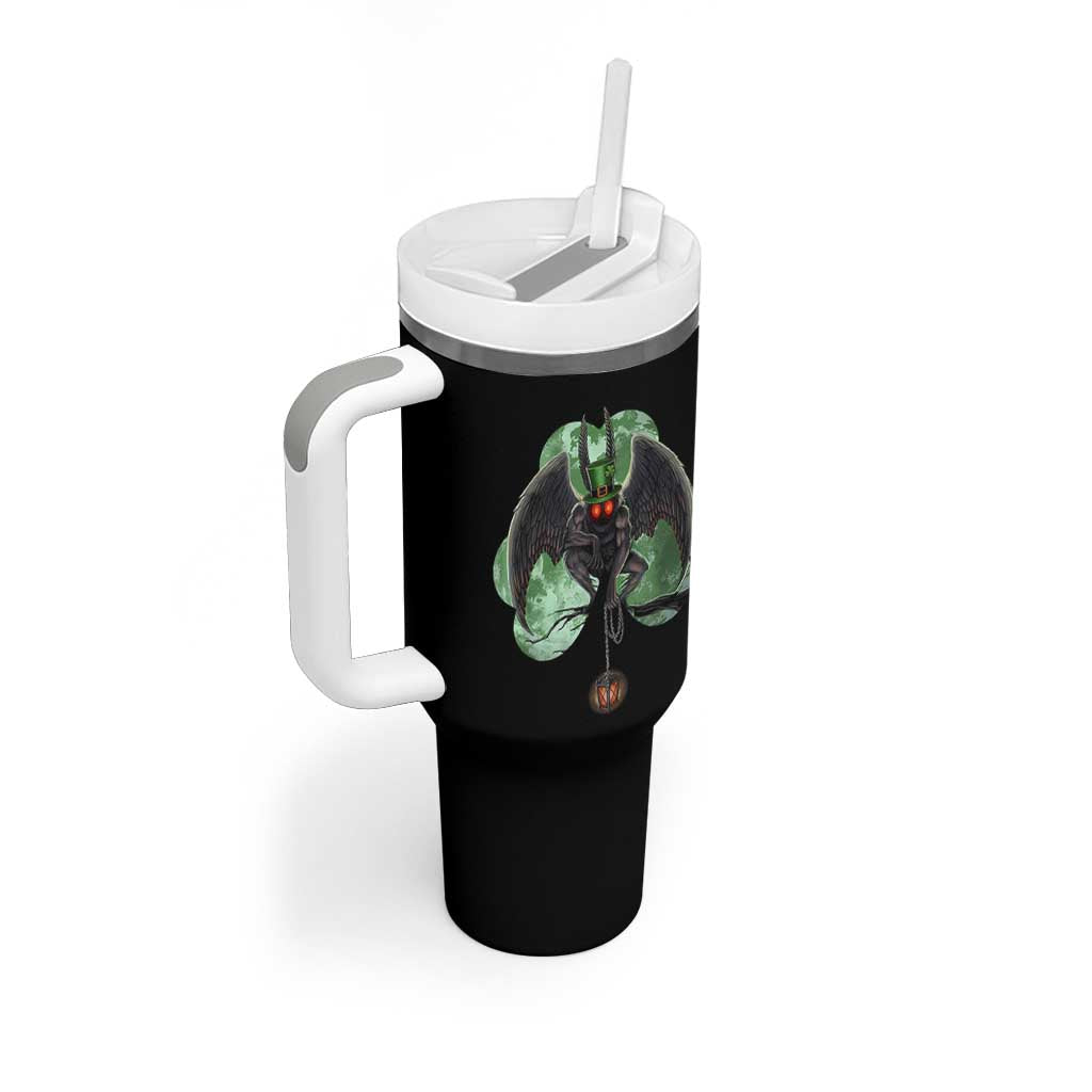 Funny St Patrick's Day Mothman Cryptid Creature Shamrock Tumbler With Handle