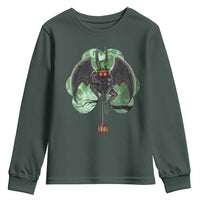 Funny St Patrick's Day Mothman Cryptid Creature Shamrock Youth Sweatshirt