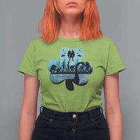 Funny Cryptid St Patrick's Day T Shirt For Women Bigfoot Mothman Aliens Shamrock