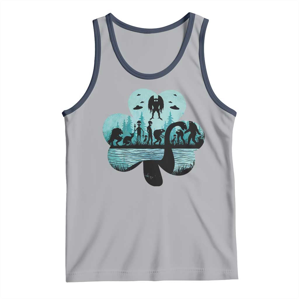 Funny Cryptid St Patrick's Day Tank Top Bigfoot Mothman Aliens Shamrock