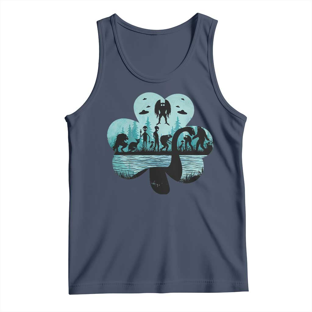 Funny Cryptid St Patrick's Day Tank Top Bigfoot Mothman Aliens Shamrock