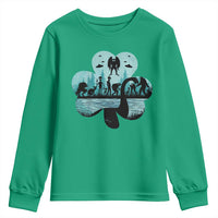 Funny Cryptid St Patrick's Day Youth Sweatshirt Bigfoot Mothman Aliens Shamrock
