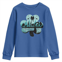 Funny Cryptid St Patrick's Day Youth Sweatshirt Bigfoot Mothman Aliens Shamrock