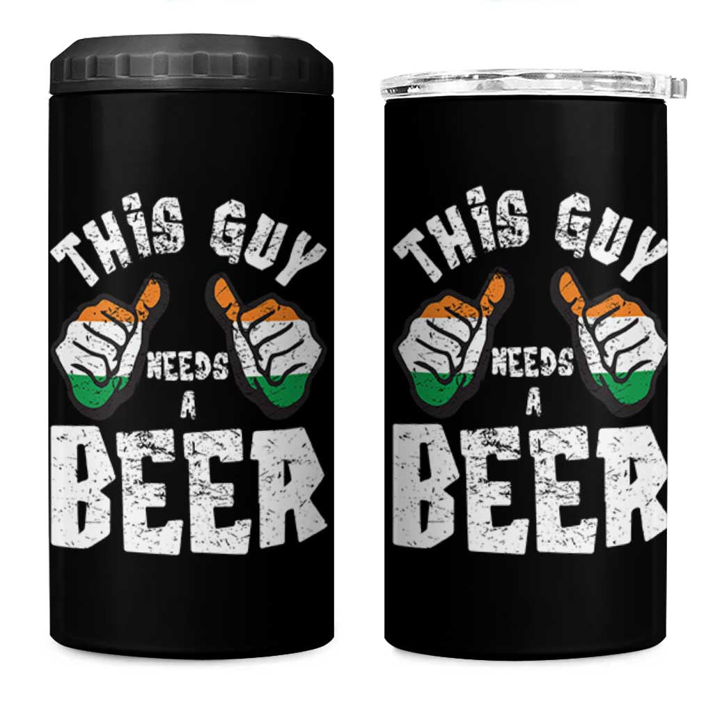 Funny Irish Beer Drinking 4 in 1 Can Cooler Tumbler This Guy Needs A Beer Ireland Flag - Wonder Print Shop