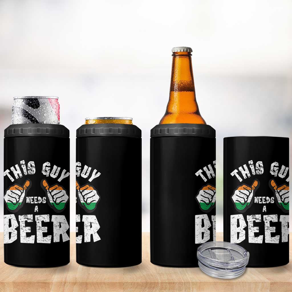 Funny Irish Beer Drinking 4 in 1 Can Cooler Tumbler This Guy Needs A Beer Ireland Flag - Wonder Print Shop