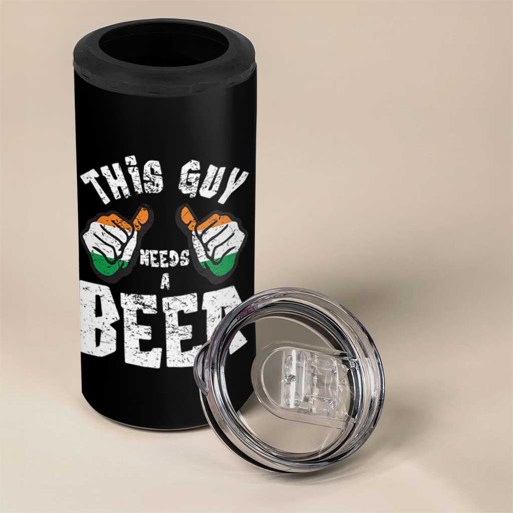 Funny Irish Beer Drinking 4 in 1 Can Cooler Tumbler This Guy Needs A Beer Ireland Flag - Wonder Print Shop