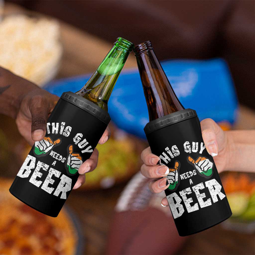 Funny Irish Beer Drinking 4 in 1 Can Cooler Tumbler This Guy Needs A Beer Ireland Flag - Wonder Print Shop