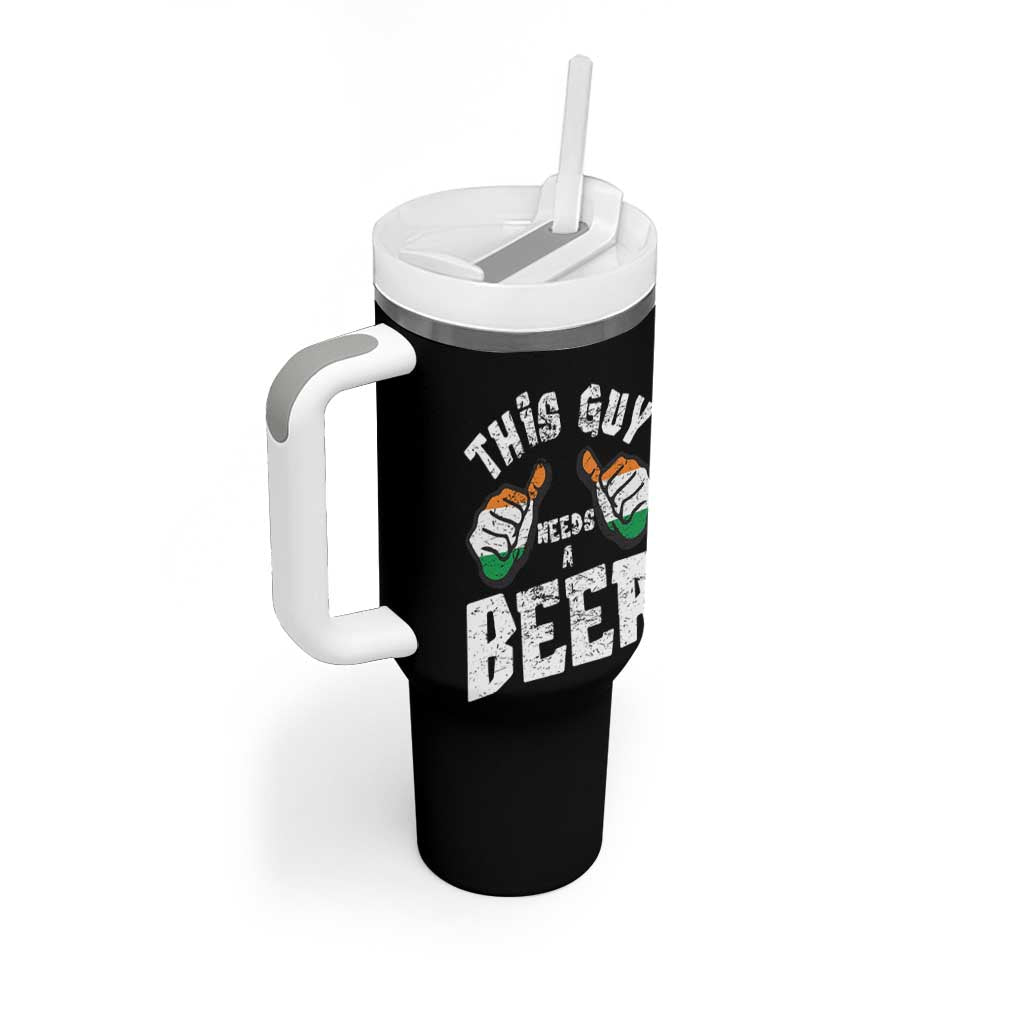 Funny Irish Beer Drinking Tumbler With Handle This Guy Needs A Beer Ireland Flag - Wonder Print Shop