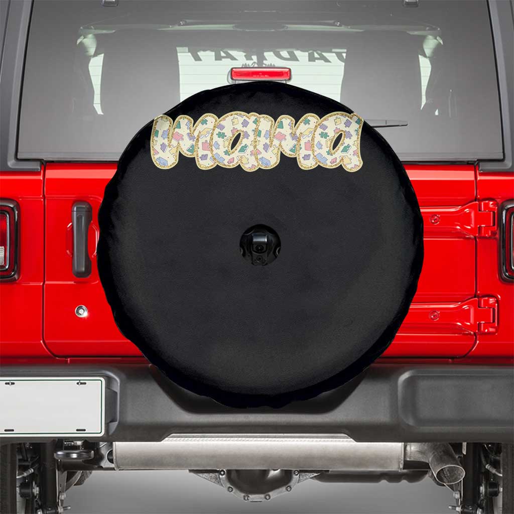 Autism Mama Spare Tire Cover Autism Awareness Mental Health Puzzle Glitter Print