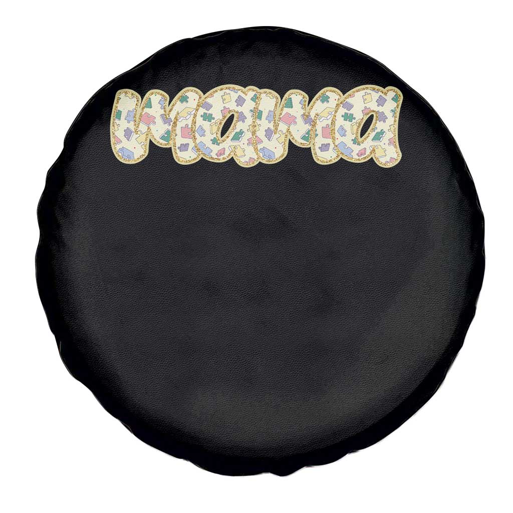 Autism Mama Spare Tire Cover Autism Awareness Mental Health Puzzle Glitter Print