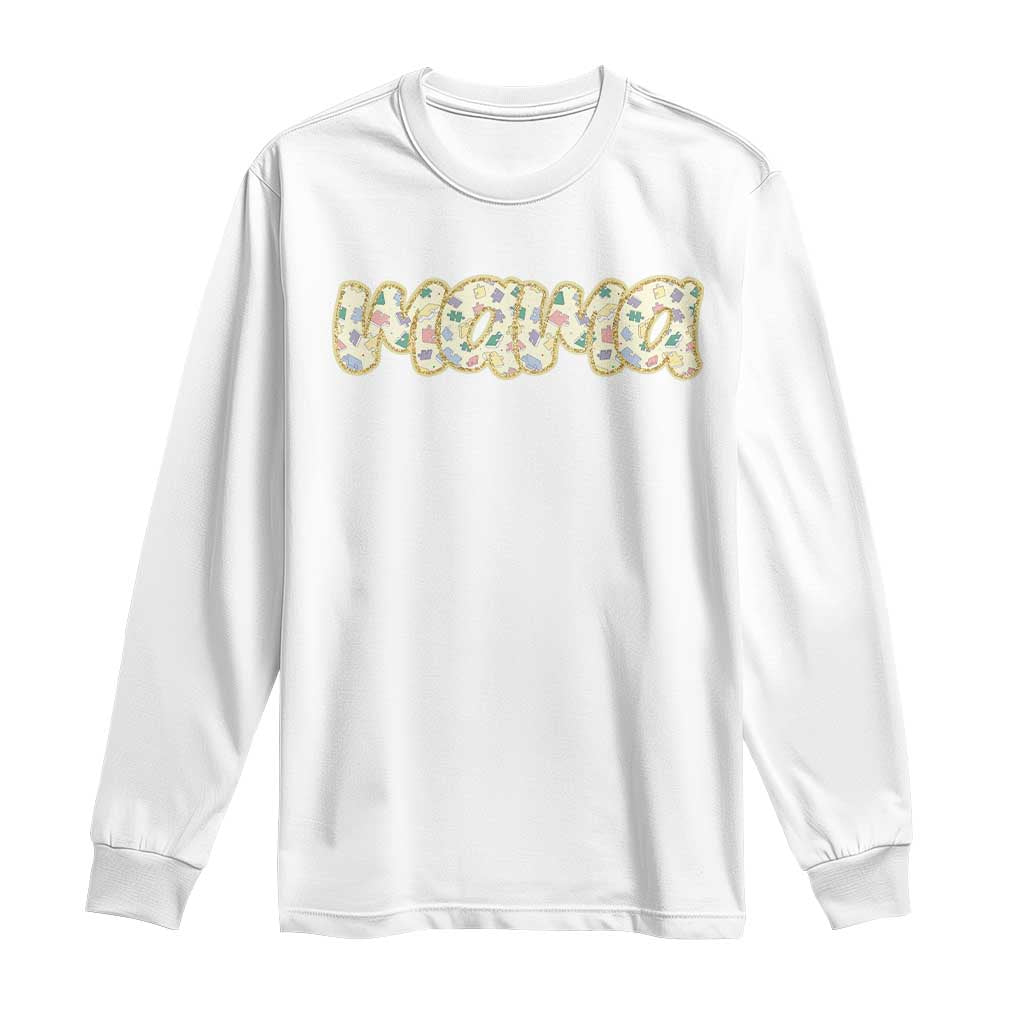 Autism Mama Long Sleeve Shirt Autism Awareness Mental Health Puzzle Glitter Print