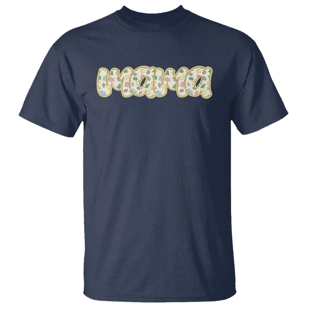 Autism Mama T Shirt Autism Awareness Mental Health Puzzle Glitter Print