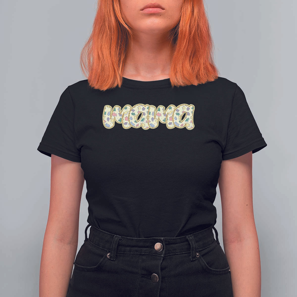 Autism Mama T Shirt For Women Autism Awareness Mental Health Puzzle Glitter Print