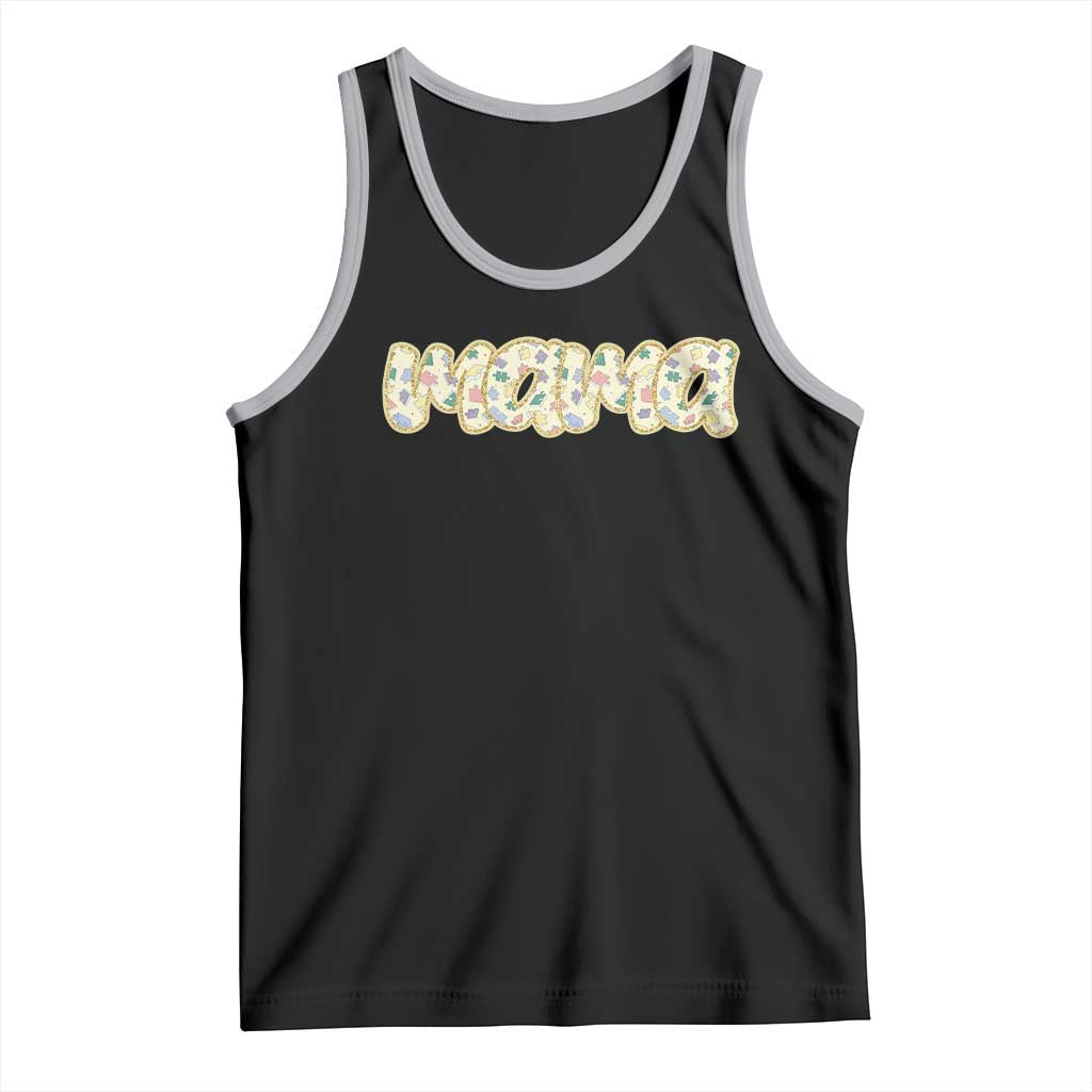Autism Mama Tank Top Autism Awareness Mental Health Puzzle Glitter Print