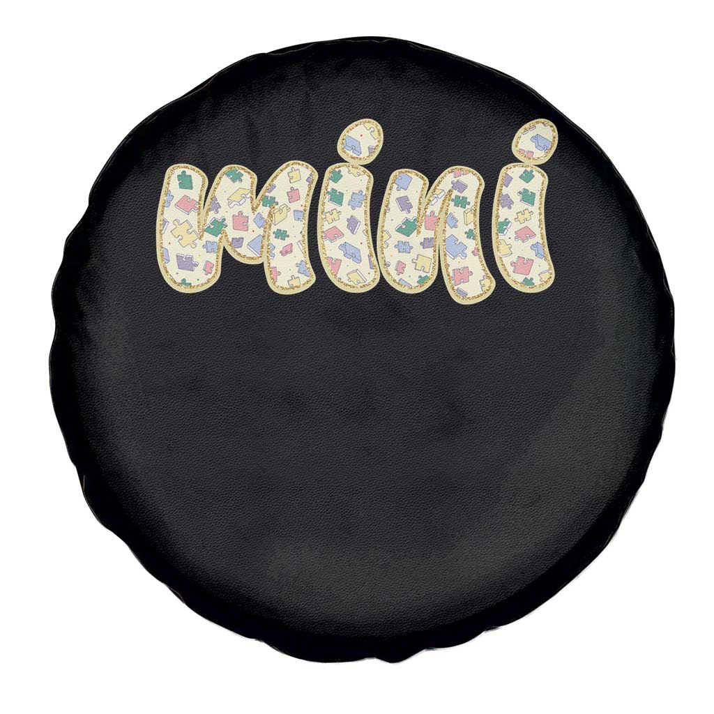 Autism Mini Spare Tire Cover Autism Awareness Mental Health Puzzle Glitter Print