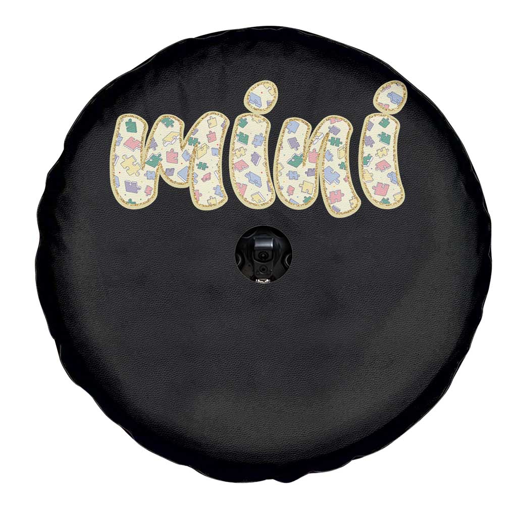 Autism Mini Spare Tire Cover Autism Awareness Mental Health Puzzle Glitter Print