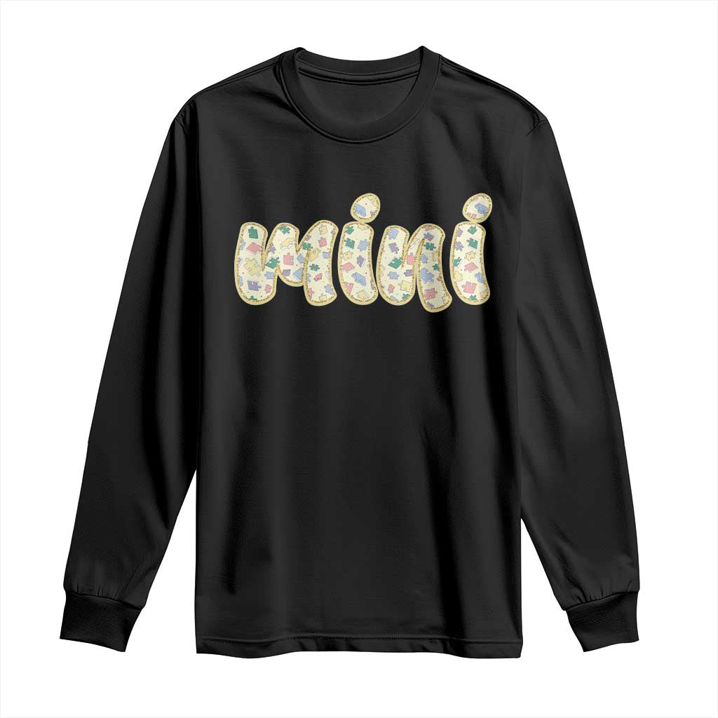 Autism Mini Long Sleeve Shirt Autism Awareness Mental Health Puzzle Glitter Print