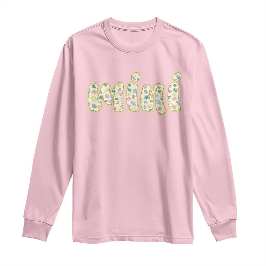Autism Mini Long Sleeve Shirt Autism Awareness Mental Health Puzzle Glitter Print