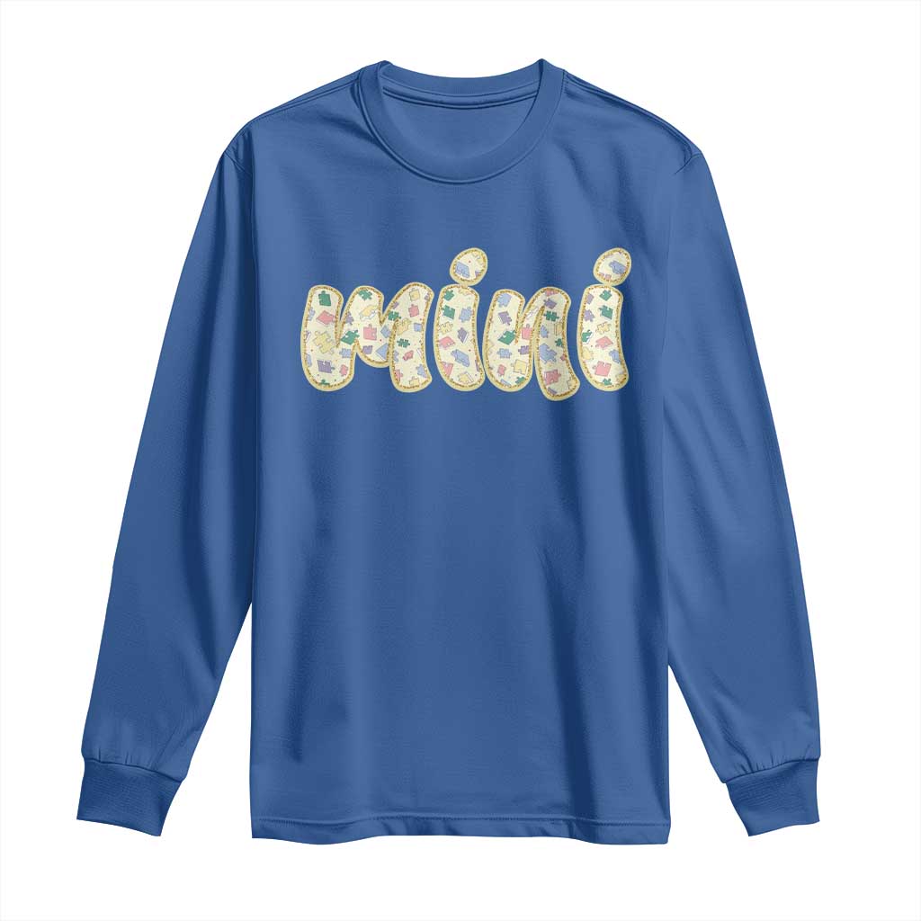 Autism Mini Long Sleeve Shirt Autism Awareness Mental Health Puzzle Glitter Print