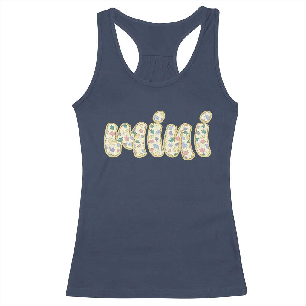 Autism Mini Racerback Tank Top Autism Awareness Mental Health Puzzle Glitter Print