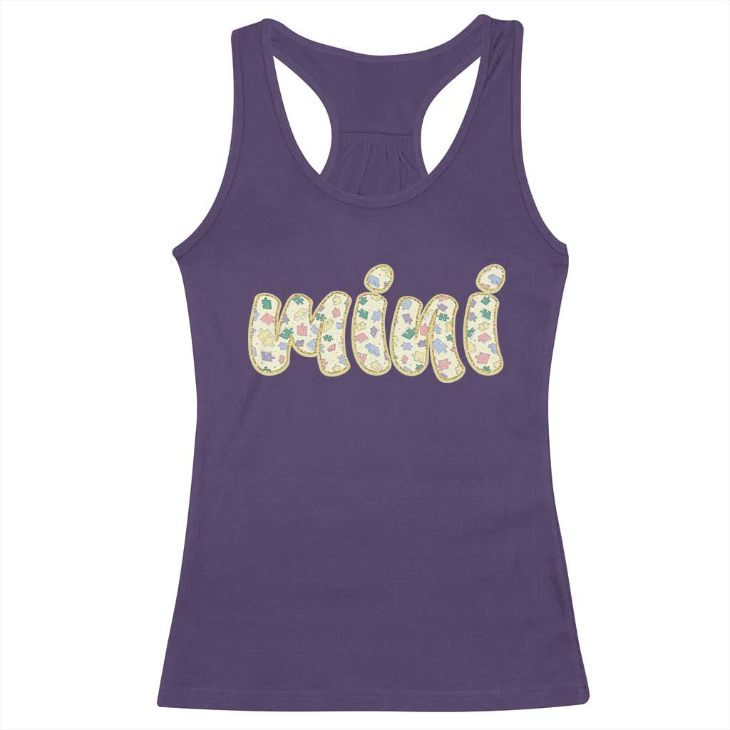 Autism Mini Racerback Tank Top Autism Awareness Mental Health Puzzle Glitter Print