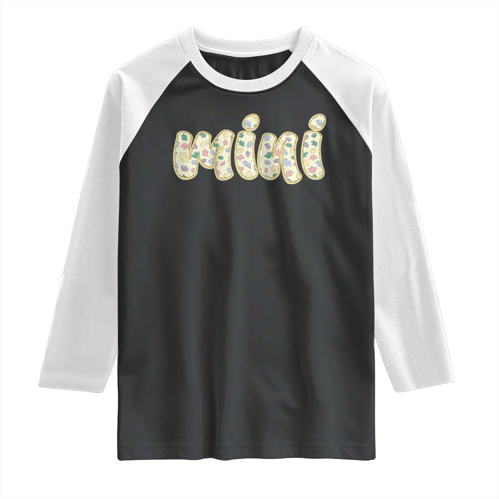 Autism Mini Raglan Shirt Autism Awareness Mental Health Puzzle Glitter Print