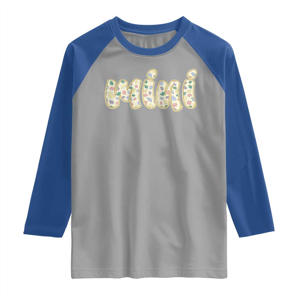 Autism Mini Raglan Shirt Autism Awareness Mental Health Puzzle Glitter Print