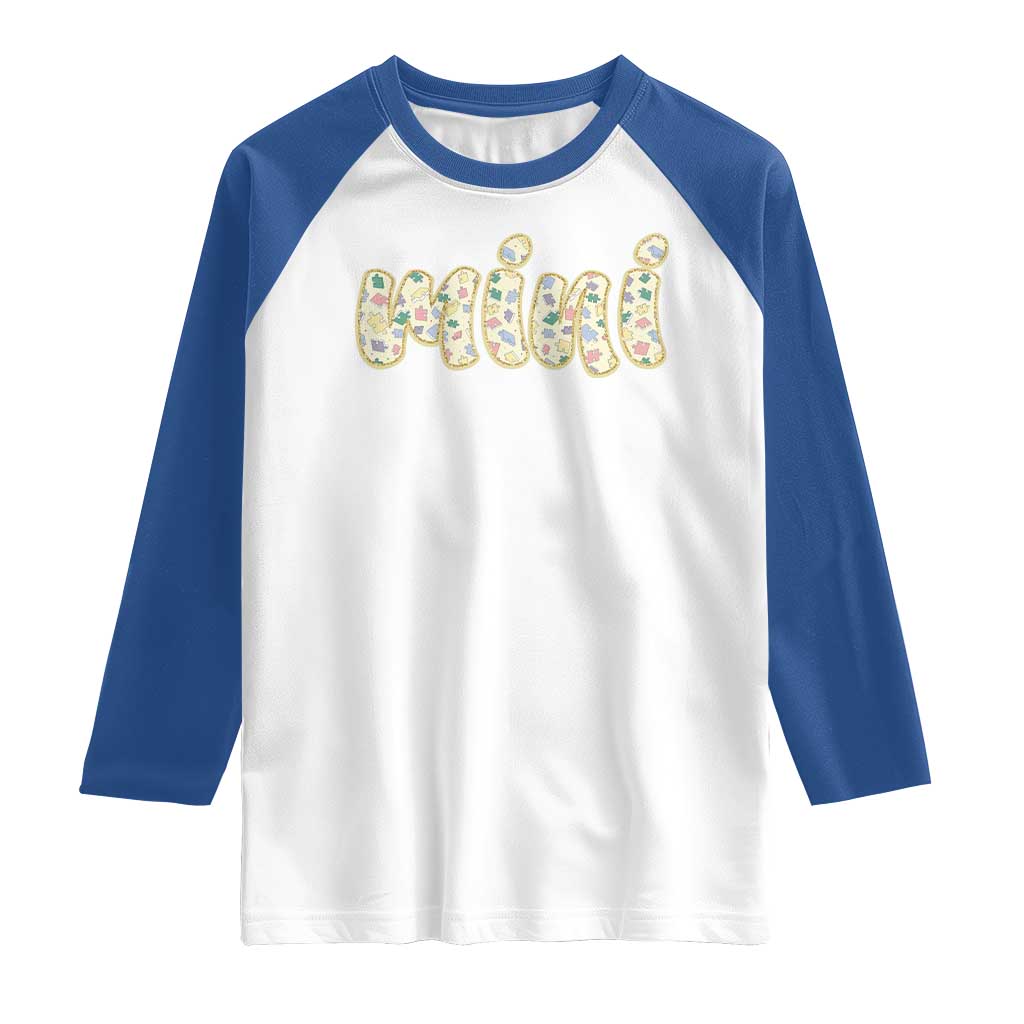 Autism Mini Raglan Shirt Autism Awareness Mental Health Puzzle Glitter Print