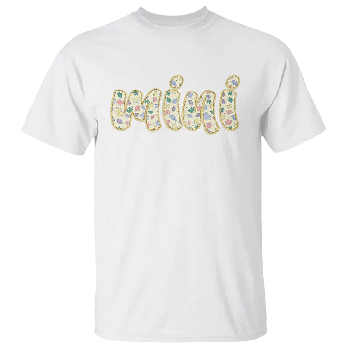Autism Mini T Shirt Autism Awareness Mental Health Puzzle Glitter Print