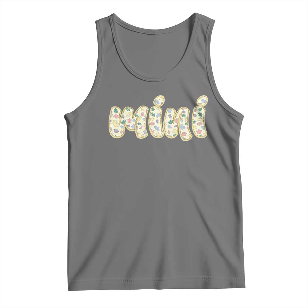 Autism Mini Tank Top Autism Awareness Mental Health Puzzle Glitter Print