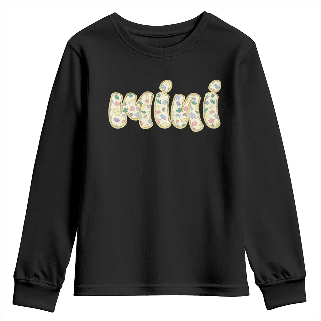 Autism Mini Youth Sweatshirt Autism Awareness Mental Health Puzzle Glitter Print