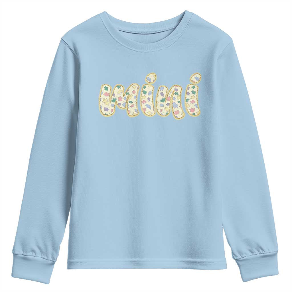 Autism Mini Youth Sweatshirt Autism Awareness Mental Health Puzzle Glitter Print